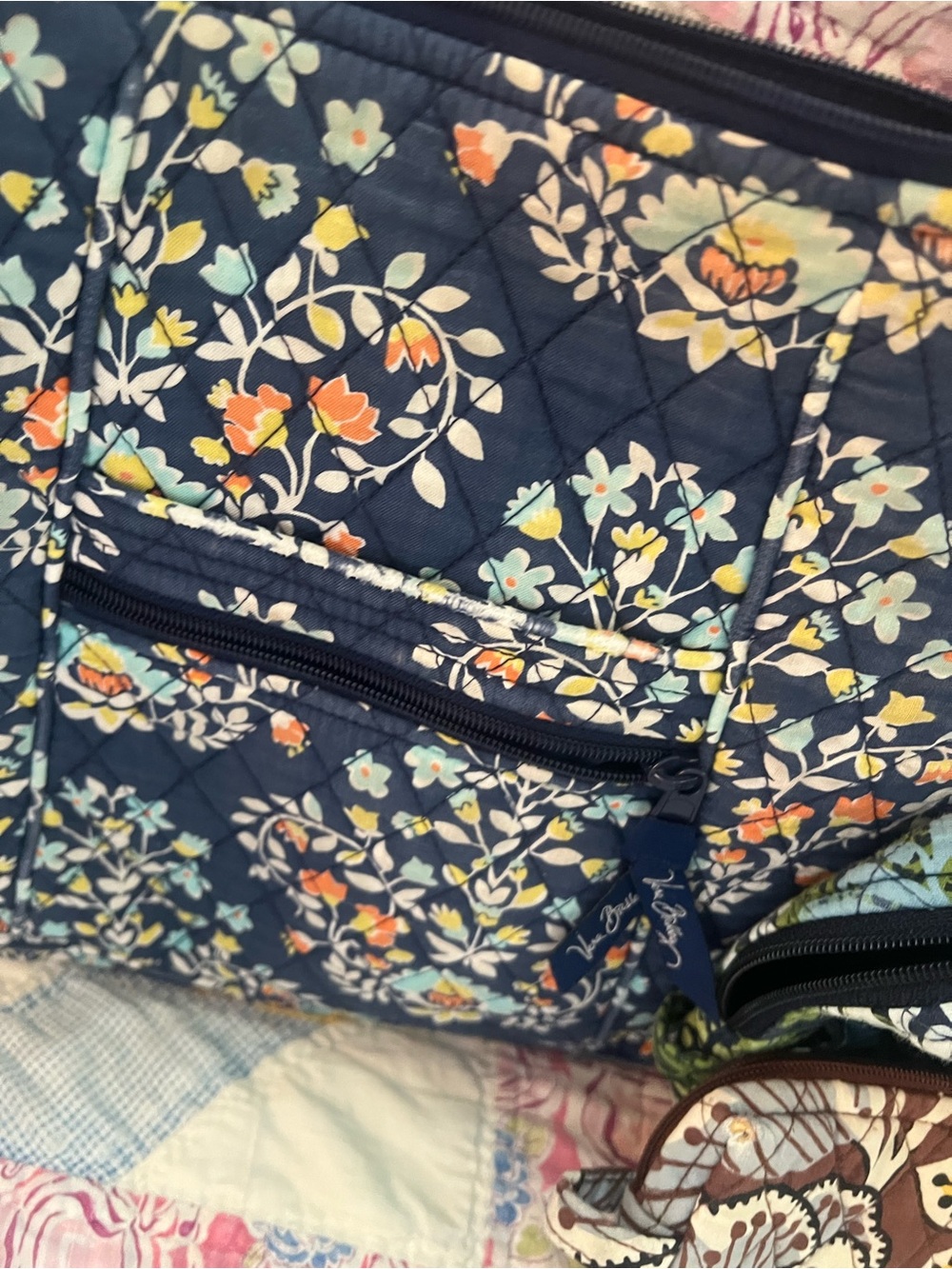 3 vintage Vera Bradley Floral Quilted Crossbody Trio of Patterned Pouches - Picture 8 of 14